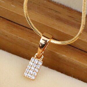 "Rose Gold Plated Rectangular Pendant with Crystal Detailing, XPPT1196
